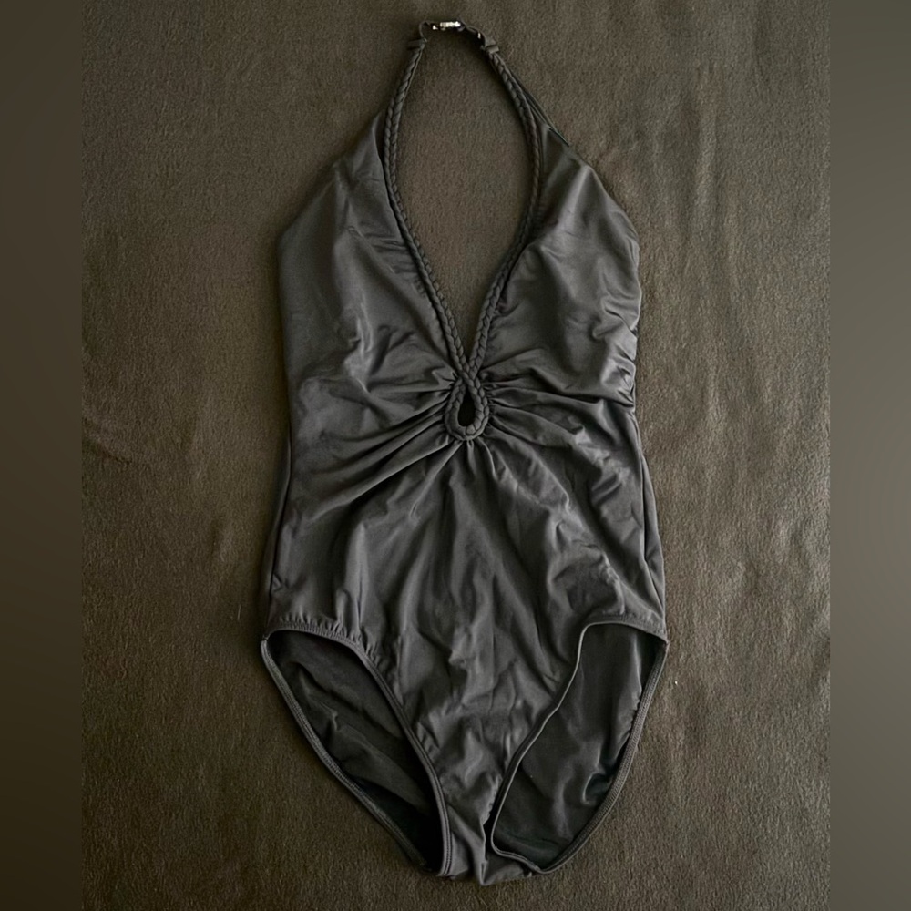 Shape FX Swim Black Halter Bathing Suit Shapewear Size 12